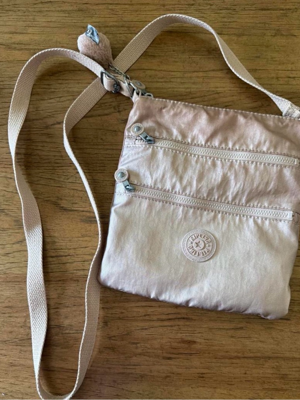 Kipling Pale Pink Crossbody Bag with Dual Front Zips